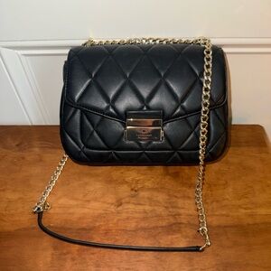 Kate Spade Black Quilted Crossbody Bag with Gold Chain